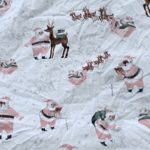 Pottery Barn Kids Flannel Holiday Pink Santa Crib Fitted Sheet
